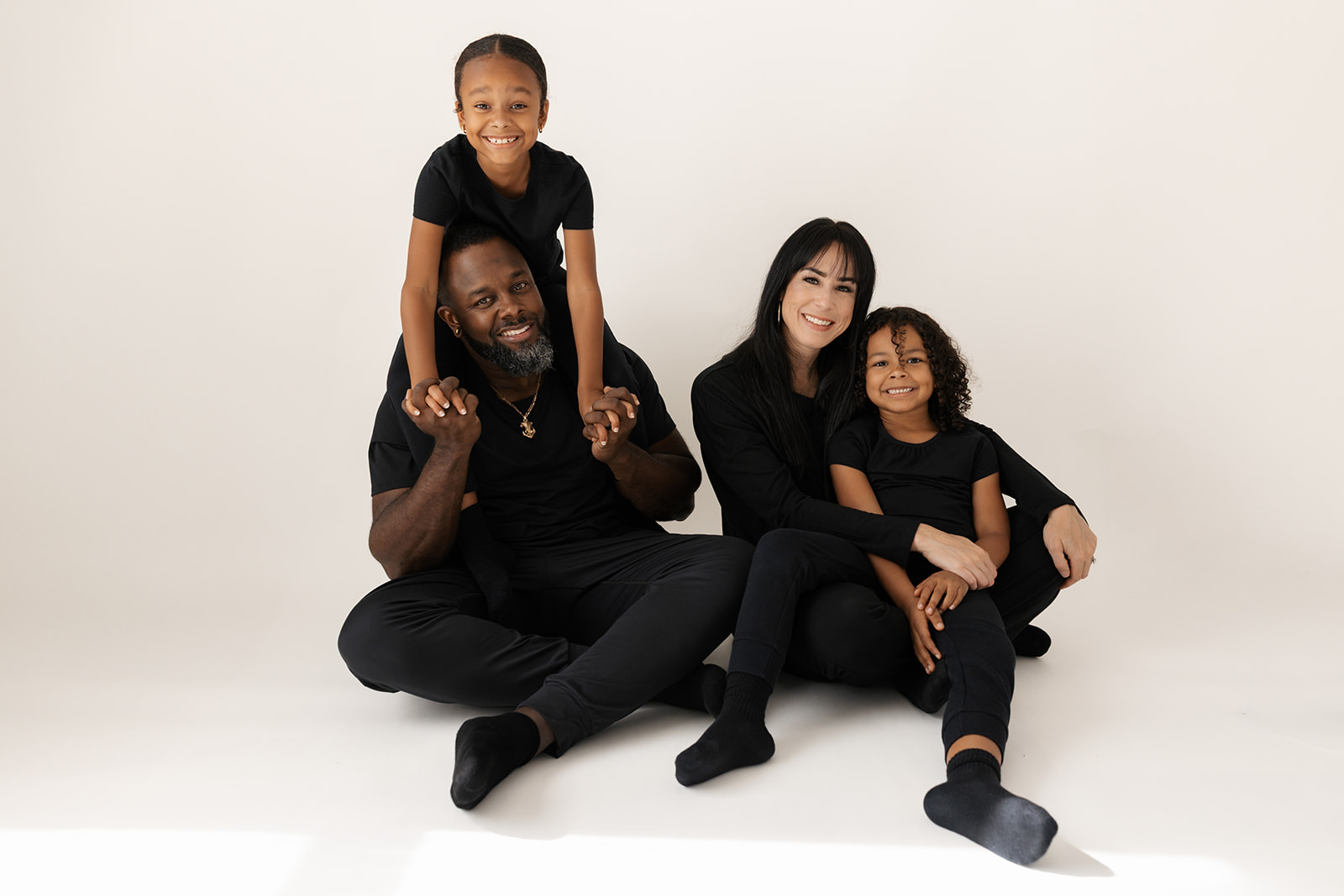 Family portraits in a studio